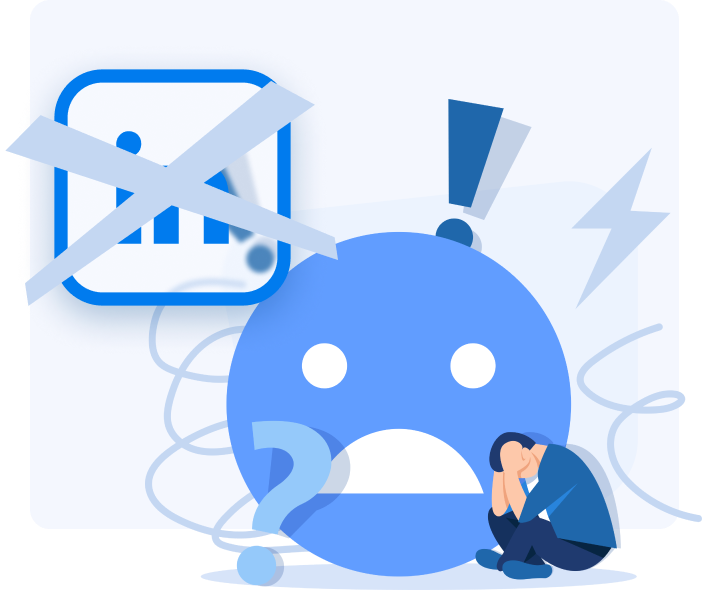 An illustration of a man disappointed in the LinkedIn lead generation because he did everything without professional assistance of Growth-X