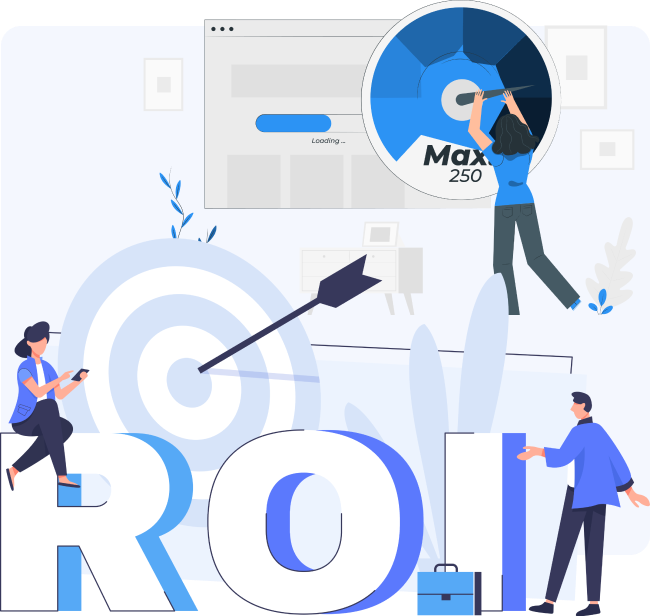 An illustration of Growth-X team working on skyrocketing the ROI from LinkedIn marketing