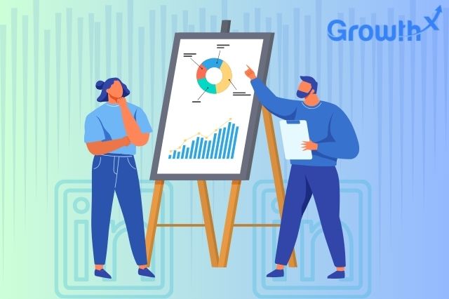 a visual representing two people working on a business strategy