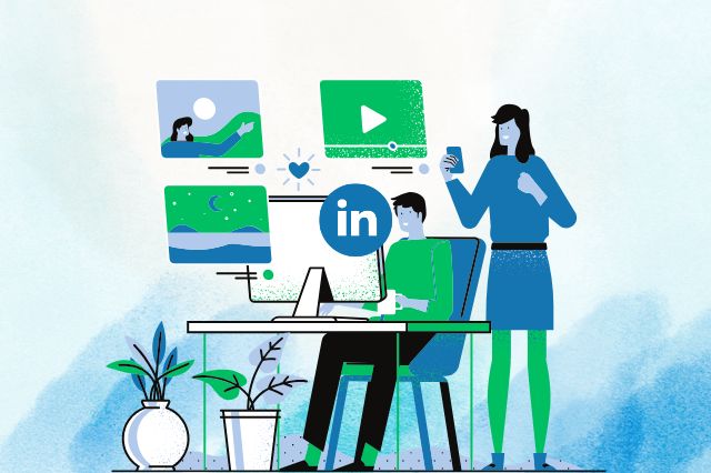 a visual of two employees trying to decide between linkedin and other platforms for b2b